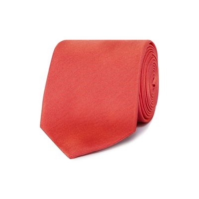The Collection Bright red ribbed slim silk tie
